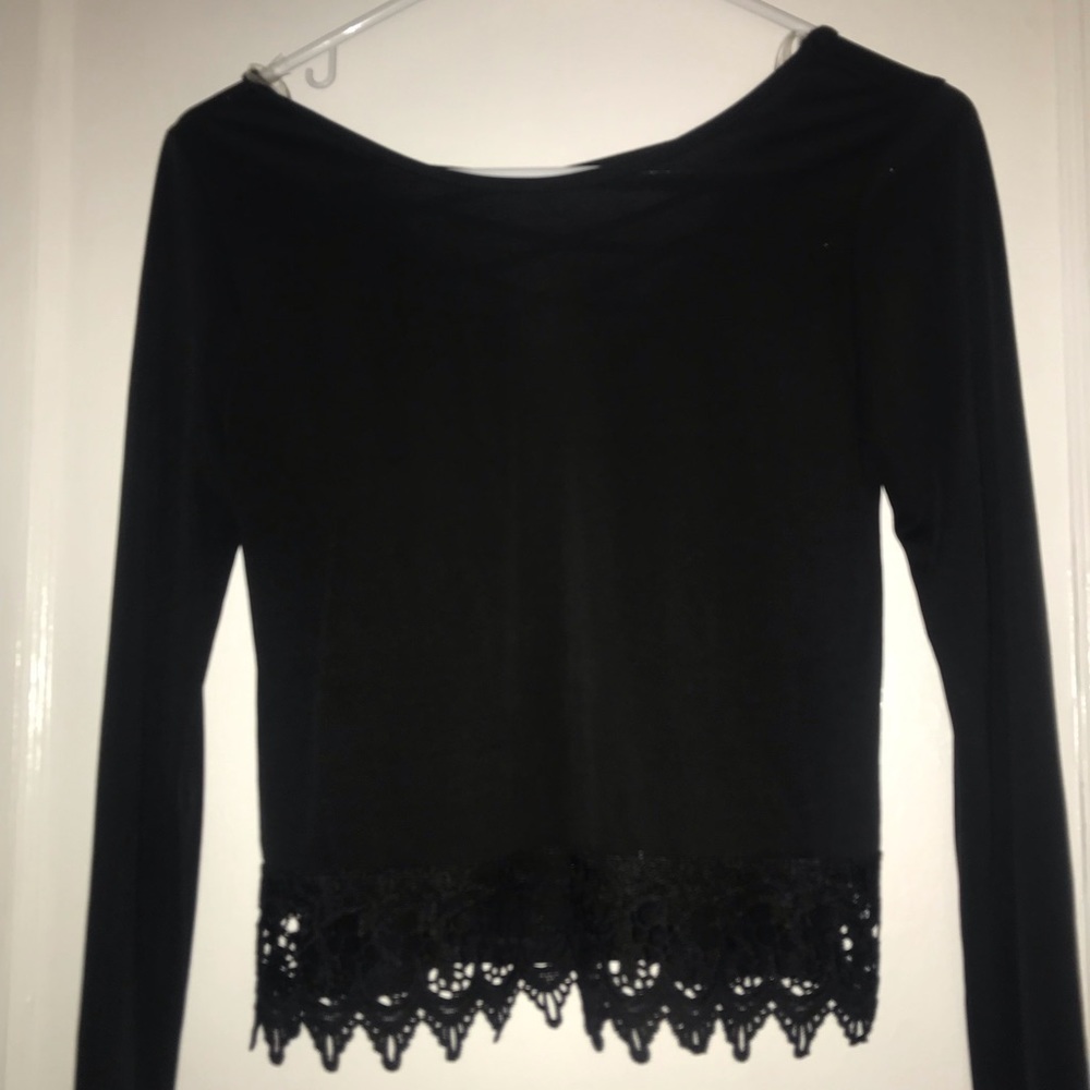 Lace Bottom trim black long sleeve